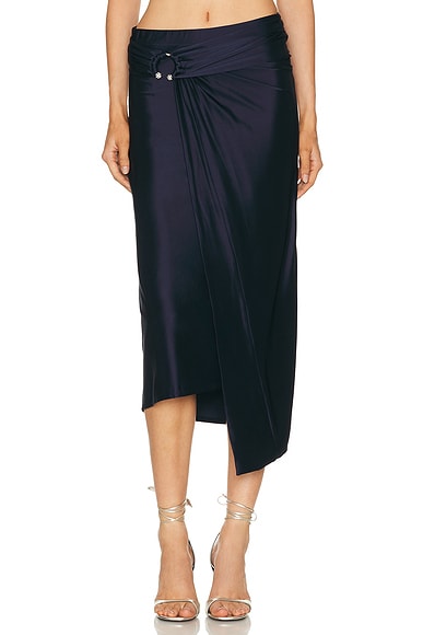 RABANNE Draped Skirt in Deep Navy