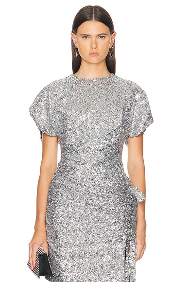 RABANNE Sequin T-Shirt in Silver