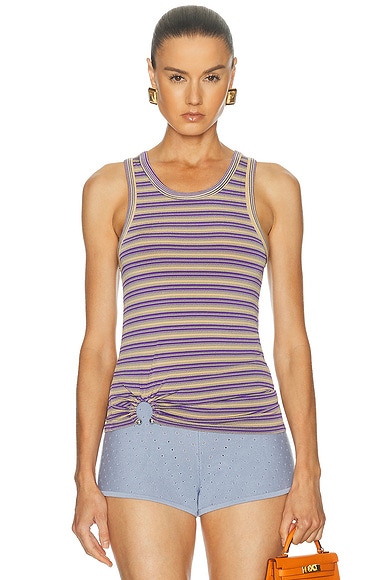 RABANNE Tank Top in Violet & Red Stripes