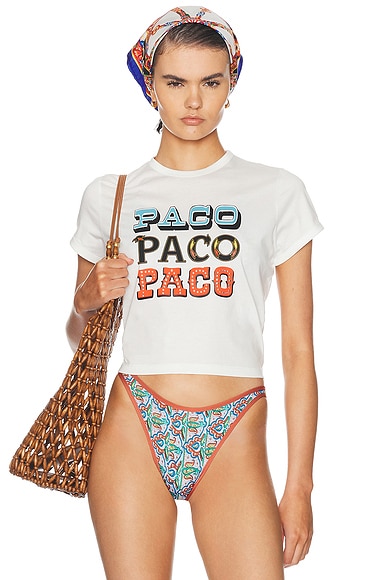 RABANNE Paco Graphic Tee in White