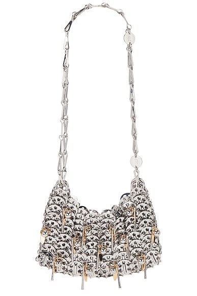 RABANNE Nano Pampilles Shoulder Bag in Silver