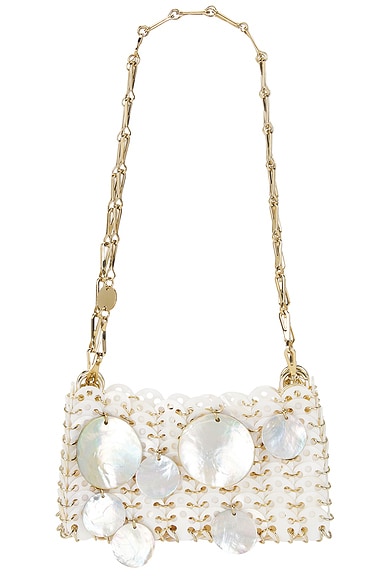 RABANNE 1969 Shell Discs Nano Shoulder Bag in Nacre