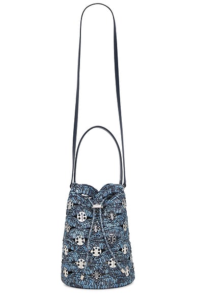 RABANNE Sac A Main Bucket Bag in Blue, Denim, & Silver