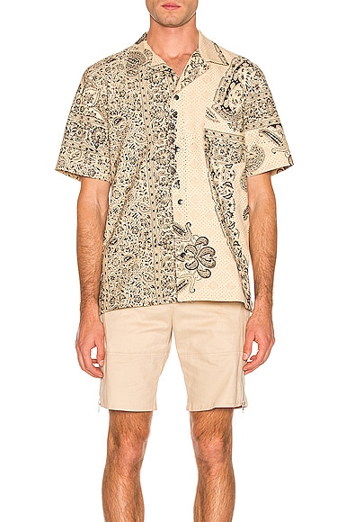 Monochrome Print Hawaiian Shirt