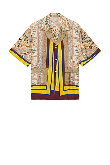 Pierre-Louis Mascia Short Sleeve Shirt in Brown Multi