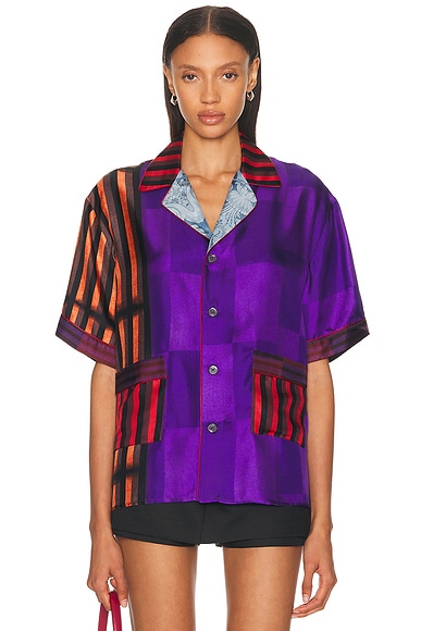 Pierre-Louis Mascia Short Sleeve Shirt in Purple Multi