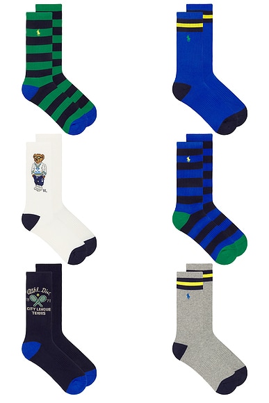 Polo Athletic Bear Socks 6-Pack