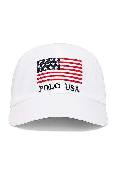 Polo Ralph Lauren Flag Chino Ball Cap In Pure White