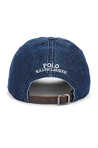 Shop Polo Ralph Lauren Bear Hat In Dark Wash Denim
