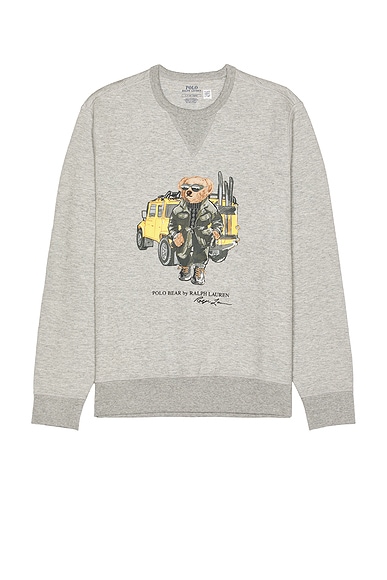 Polo Ralph Lauren Tech Bear Crewneck Sweatshirt in CR24 Andover Heather Defender Bear