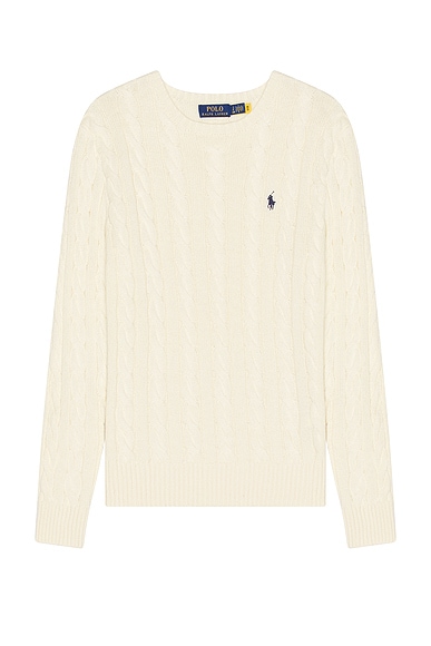 Polo Ralph Lauren Cable Knit Crewneck Sweater in Andover Cream