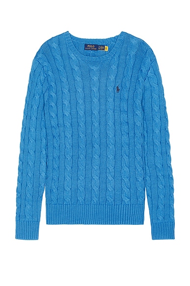 Polo Ralph Lauren Cable Knit Crewneck Sweater in Blue Orbit
