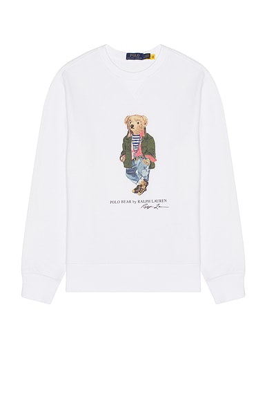 Explorer Bear Crewneck Sweatshirt in White