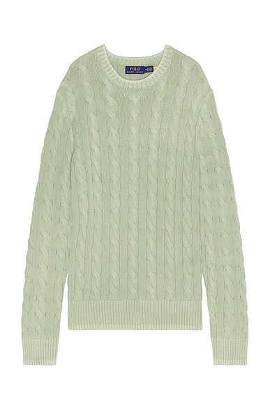 Garment Dyed Cable Knit Crewneck Sweater