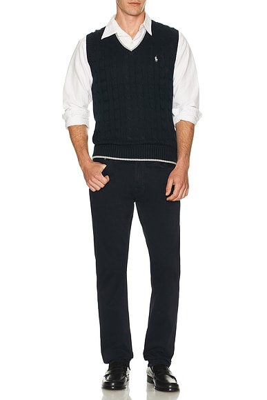 Cotton Tipped Cable V-Neck Sweater Vest