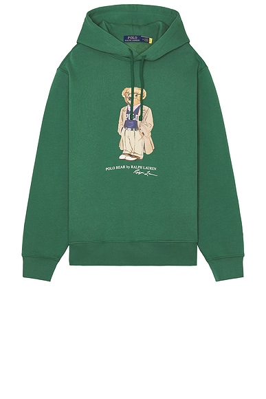 Polo Ralph Lauren Fleece Novelty Bear Hoodie in Washed Forest Heather Green
