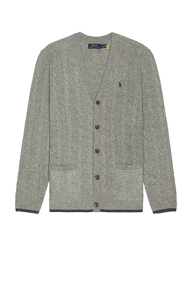 Wool & Cashmere Cable Knit V-Neck Cardigan Sweater