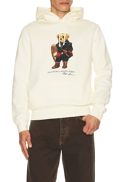 Polo Ralph Lauren Seasonal Fleece Novelty Bear Hoodie in Clubhouse Cream