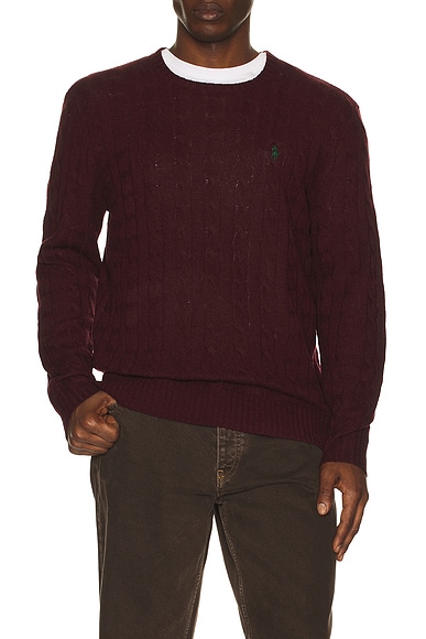 Wool Cashmere Cable Knit Crewneck Sweater