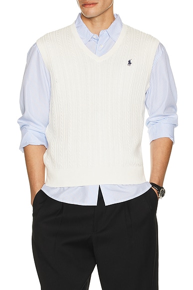 Sleeveless Featherweight Cable Knit V-Neck Sweater Vest