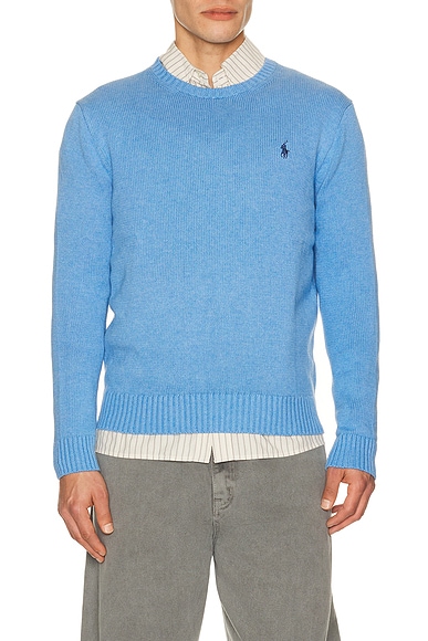 Polo Ralph Lauren Cotton Shaker Knit Crewneck Sweater in Soft Royal Heather