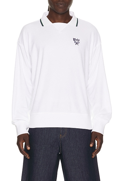 Polo Ralph Lauren Lightweight Terry Tennis Logo Polo Sweatshirt in White