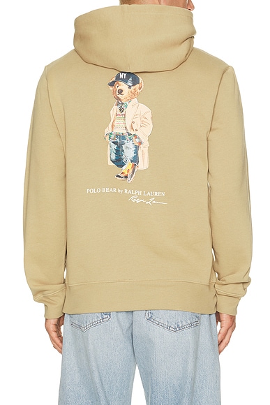 Polo Ralph Lauren Seasonal Fleece Polo RL Novelty Litchfield Bear Hoodie in RL Khaki