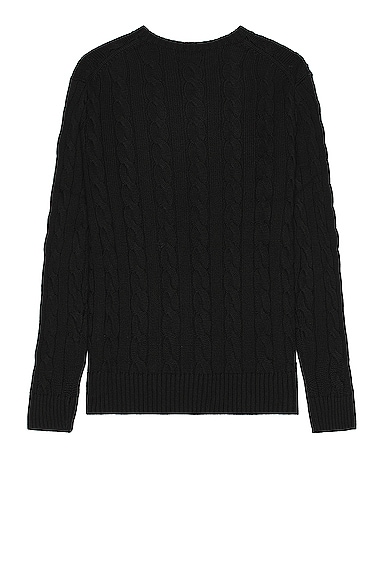 Polo Ralph Lauren Cable Knit Sweater With Ribbed Finish In Polo Black