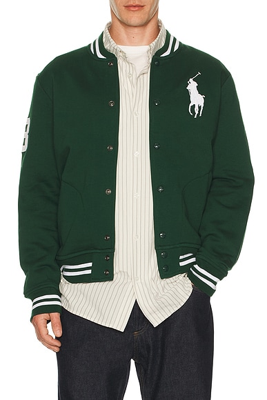 Polo Ralph Lauren Fleece Big Pony Baseball Jacket in Vintage Pine