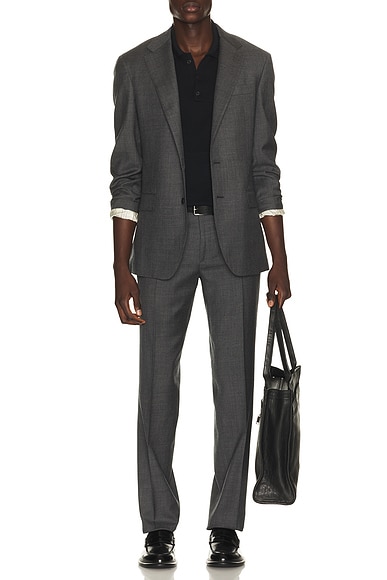 Polo Ralph Lauren 2-buton Single Breasted Sharkskin 2-piece Suit in Medium Grey Multi