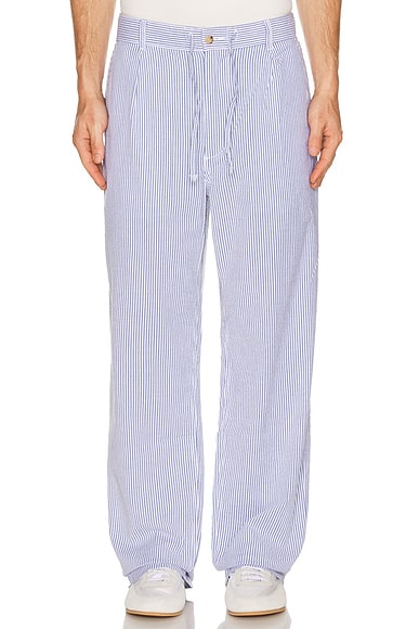 Polo Ralph Lauren Prepster Single Pleat Drawstring Pant in Blue And White Seersucker