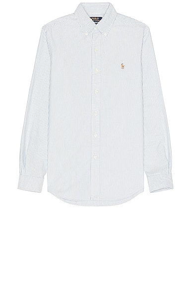 Shop Polo Ralph Lauren Oxford Sport Shirt In Blue & White Stripe