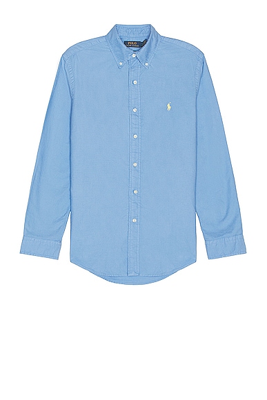 Shop Polo Ralph Lauren Oxford Long Sleeve Shirt In Harbor Island Blue