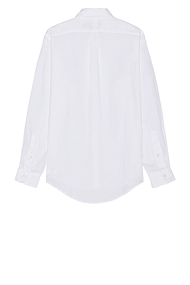 Shop Polo Ralph Lauren Long Sleeve Linen Shirt In White
