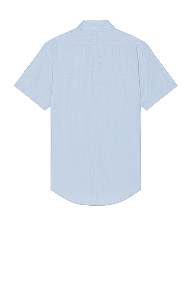 Shop Polo Ralph Lauren Short Sleeve Linen Shirt In Blue Hyacinth