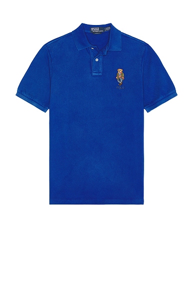 Polo Ralph Lauren Short Sleeve Mesh Novelty Bear Polo Saltwash in Iris Blue