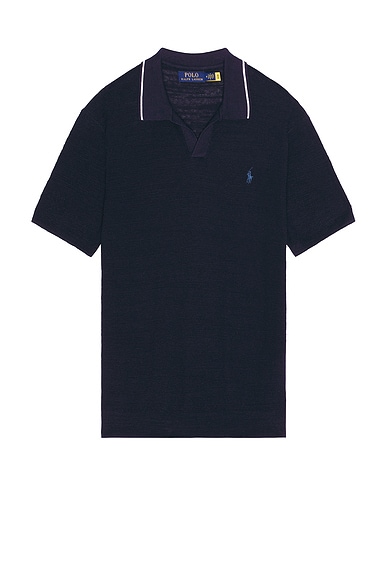 Polo Ralph Lauren Short Sleeve Johnny Collar Sweater in Bright Navy