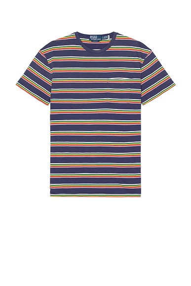 Polo Ralph Lauren Stripe Crewneck T-Shirt in New Classic Navy Multi