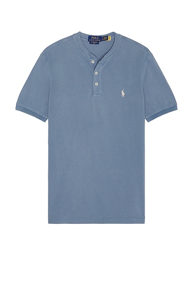 Polo Ralph Lauren Short Sleeve Featherweight Mesh Henley in Capri Blue