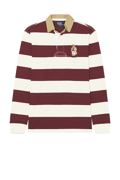 Long Sleeve Cotton Novelty Bear Rugby Polo