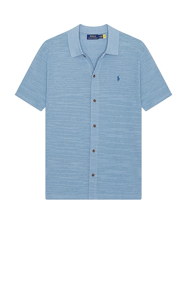 Short Sleeve Cotton Blend Sweater Shirt