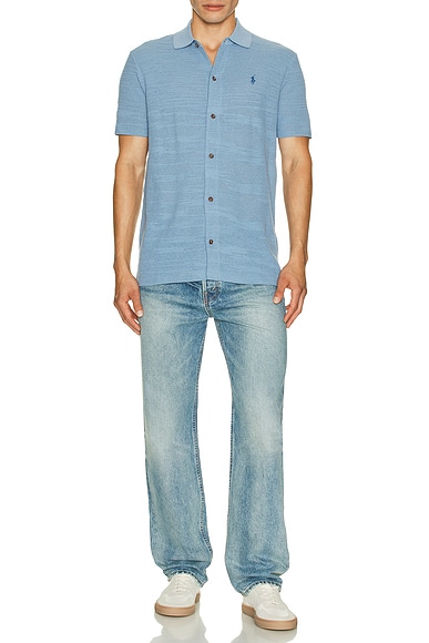 Short Sleeve Cotton Blend Sweater Shirt