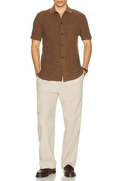 Short Sleeve Cotton Blend Sweater Shirt