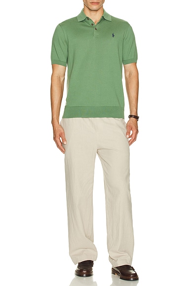 Short Sleeve Cotton Placket Pullover Sweater