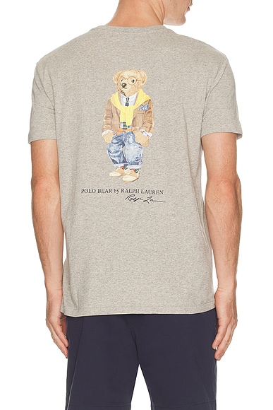 Short Sleeve Graphic Novelty Bear Pocket T-Shirt