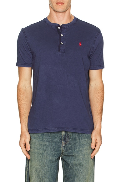 Polo Ralph Lauren Short Sleeve Slub Jersey Henley Tee in Cruise Navy