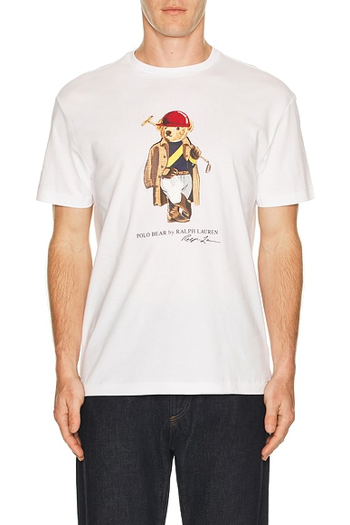 Short Sleeve Jersey Knit Novelty Polo Society Bear Tee