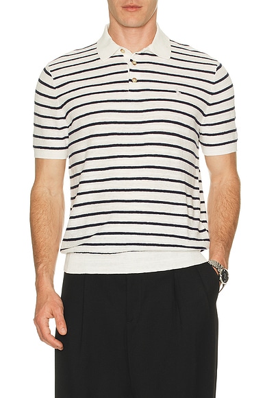 Short Sleeve Cotton Blend Polo Sweater