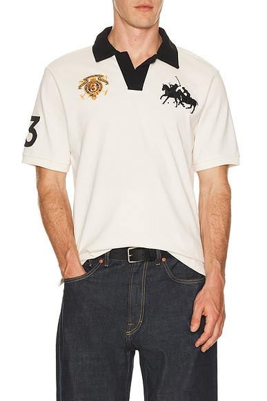Short Sleeve Jersey Knit Crest Logo Johnny Collar Polo