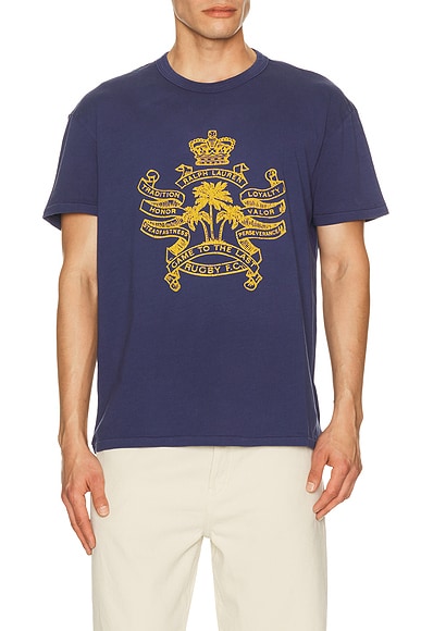 Short Sleeve Uneven Jersey Rugby F.C. Graphic Printed T-Shirt